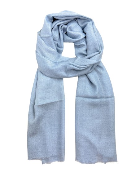 Light Grey Merino Wool Pashmina Scarf - Exquisite Aari Embroidery