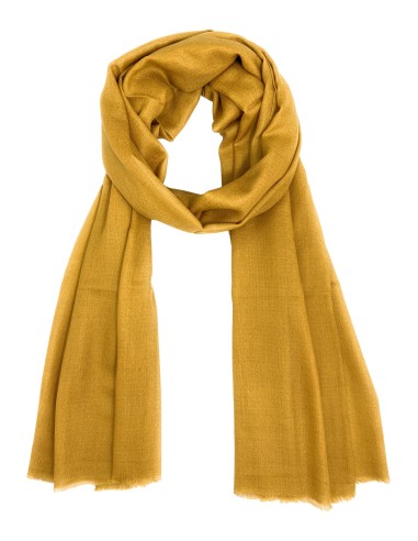 Mustard Merino Wool Pashmina Scarf - Exquisite Aari Embroidery