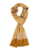 Dual Tone Reversible Self Jacquard Stole for Women - Mustard