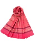 Dual Tone Reversible Self Jacquard Deer Pattern Scarf for Women - Hot Pink