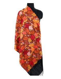 Exquisite Multi Shade Flower Leaf Aari Jaal Embroidery Stole/Scarf - Handcrafted Beauty from India