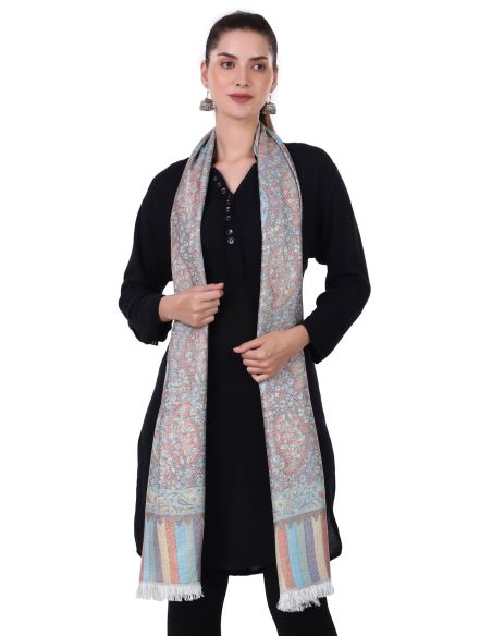 Misty Sage Jacquard Paisley Jamavar Reversible Modal Stole